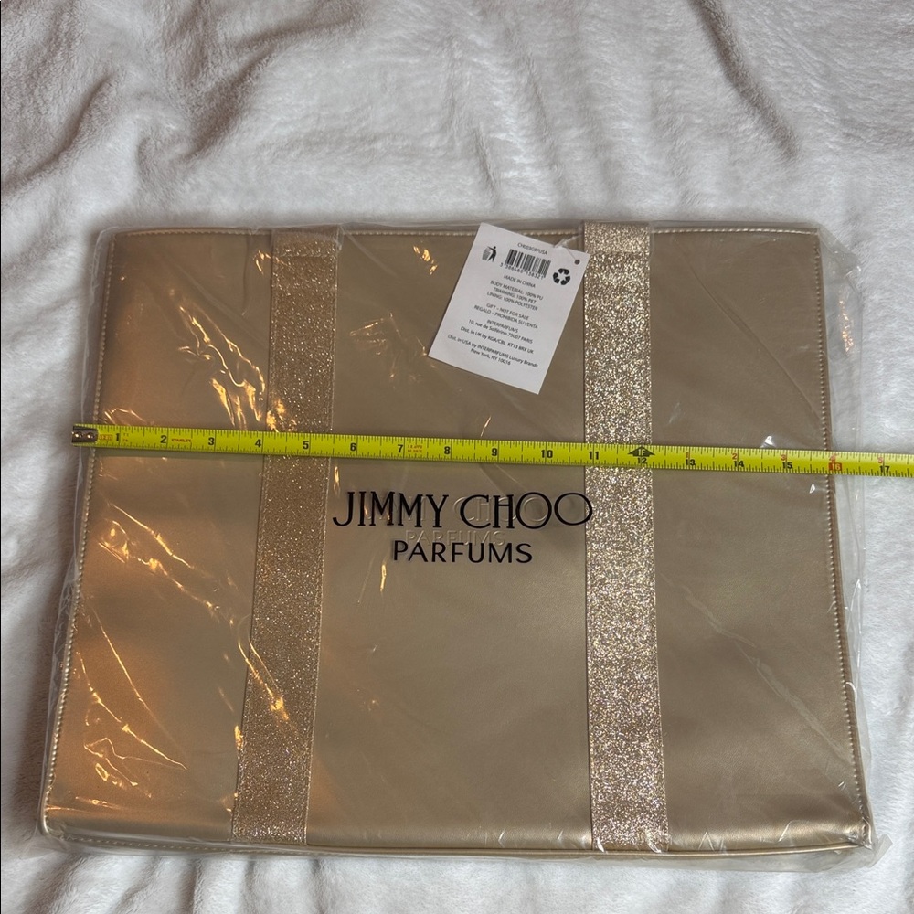 NWT Jimmy Choo Gold Tote with Glitter Straps - Authentic Large Purse - Picture 3 of 6
